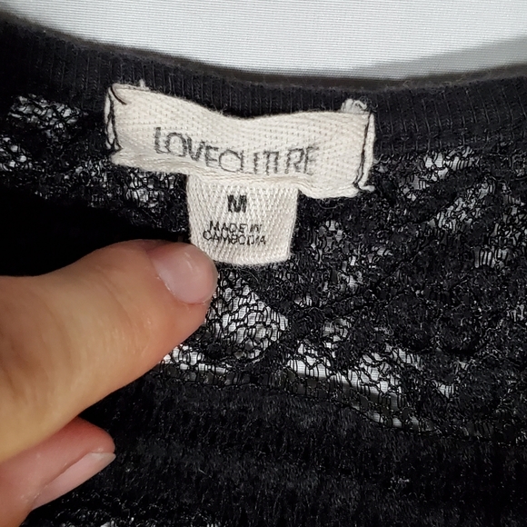 LOVE CULTURE SEXY BLACK SHEER LACE SEE THROUGH RUFFLED FRONT TANK TOP - Picture 3 of 5